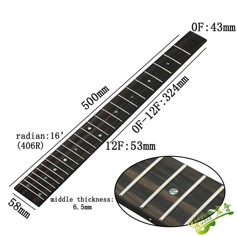 for Electric guitar neck fingerboard 648 628 string length 22 24Fret Wire Rose wood Ebony fretboard Frets with sound point