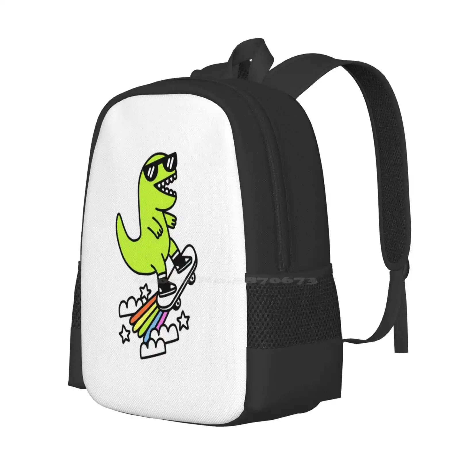 Rad Rex Hot Sale Backpack Fashion Bags T Rex Cool Radical Tyrannosaurus Dinosaurs Rainbows Skateboards Skater Groovy Cloud