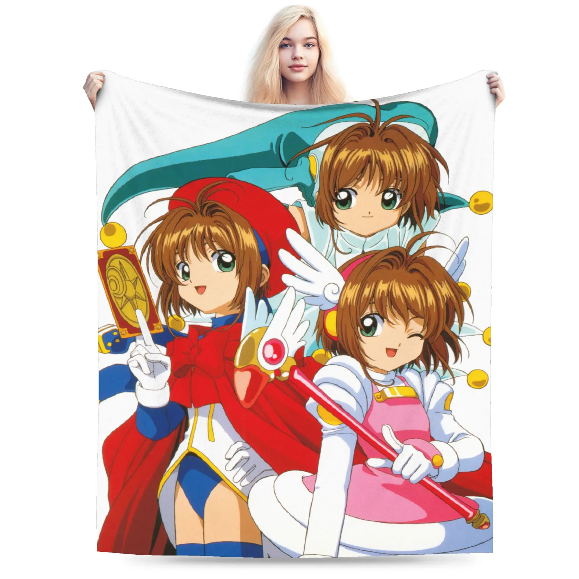 

Anime Cardcaptor Sakura Blankets Velvet All Season Multi-function Soft Throw Blanket for Sofa Office Bedding Throws
