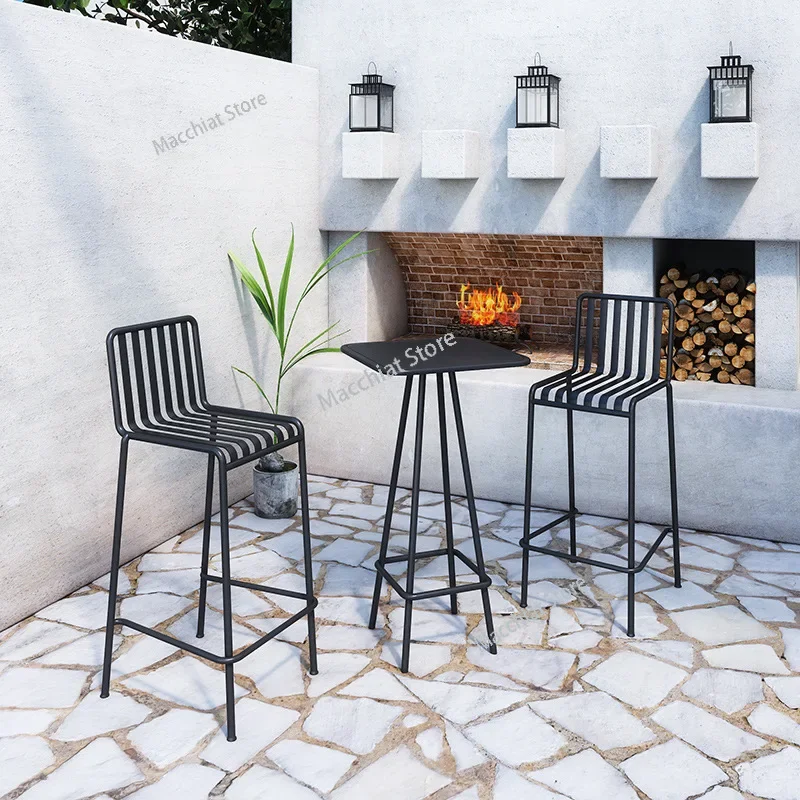 Balcony Wrought Iron Outdoor Table and Chair Set Courtyard Milk Tea Shop Bar Simple Rust-proof Leisure Garden Furniture