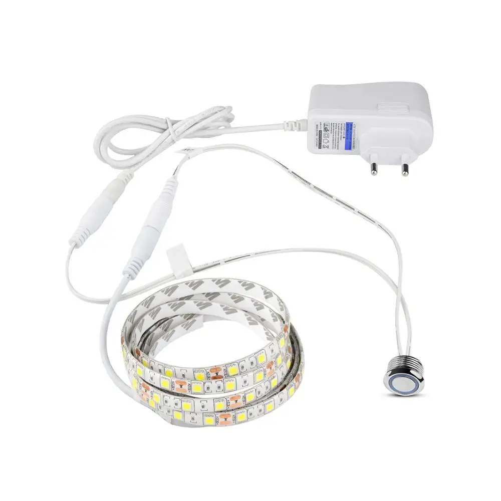 LED Strip Light 5050 SMD LED Strip Light With Touch Switch Dimmable 1m 2m 3m 4m 5m 12V LED Strips Kitchen Closet Decoration