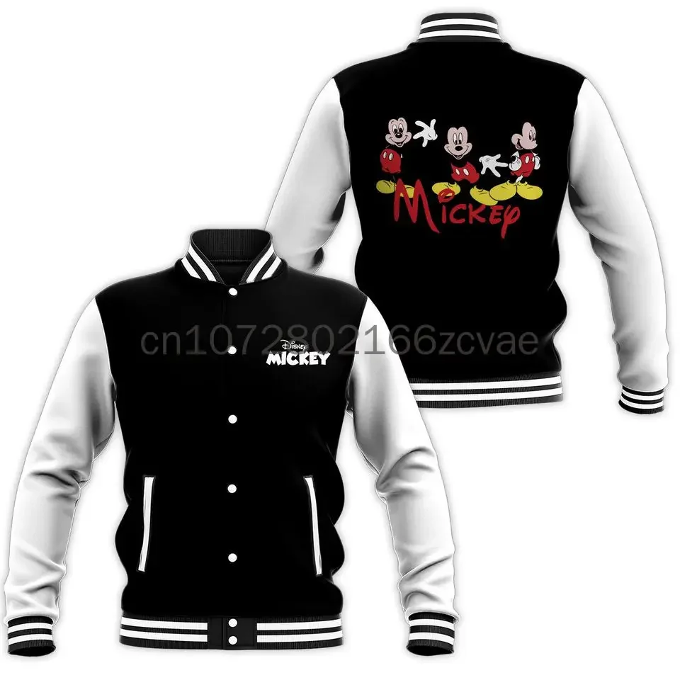 

New Disney Mickey Baseball Jacket Free Customized Name Disney Casual Baseball Jacket Oversize Street Men's and Women's Jacke