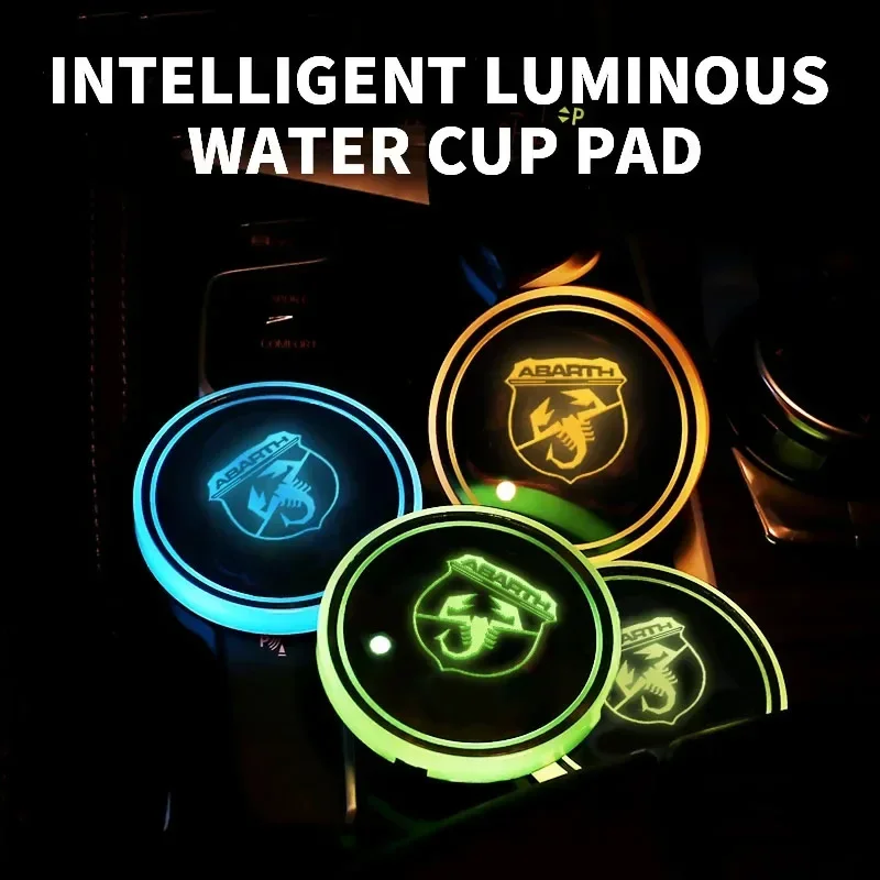 7 اللون LED حامل الكأس سيارة ضوء مضيئة كوستر كوب ماء الوسادة لشركة فيات 500 أبارث بونتو تيبو الباندا دوكاتو ستيلو فيورينو برافو #4