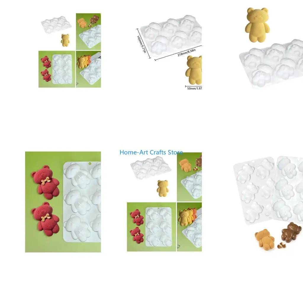Y3NA Silicone Mousse Cake Mold Creative 6 Grids Bear Dessert Mould Nonstick Chocolate Cupcakes Bakewares