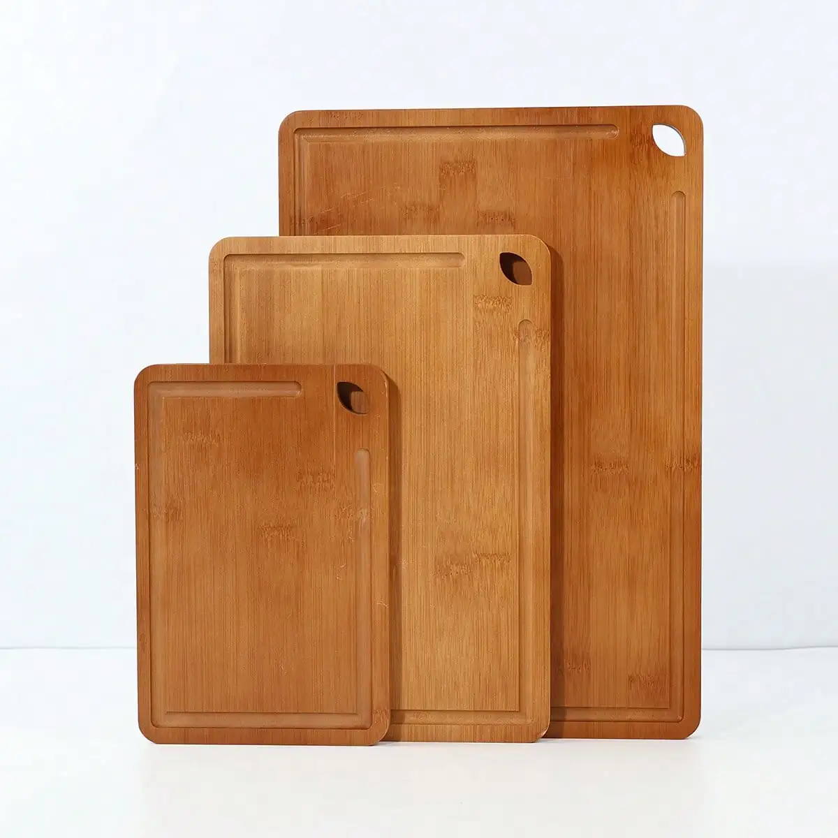 

Bamboo Cutting Boards For Kitchen Set Of 3, Wooden Cutting Board Side Handle, Wood Chopping Board With Deep Juice Groove, Knife-Friendly, Kitchen Gift