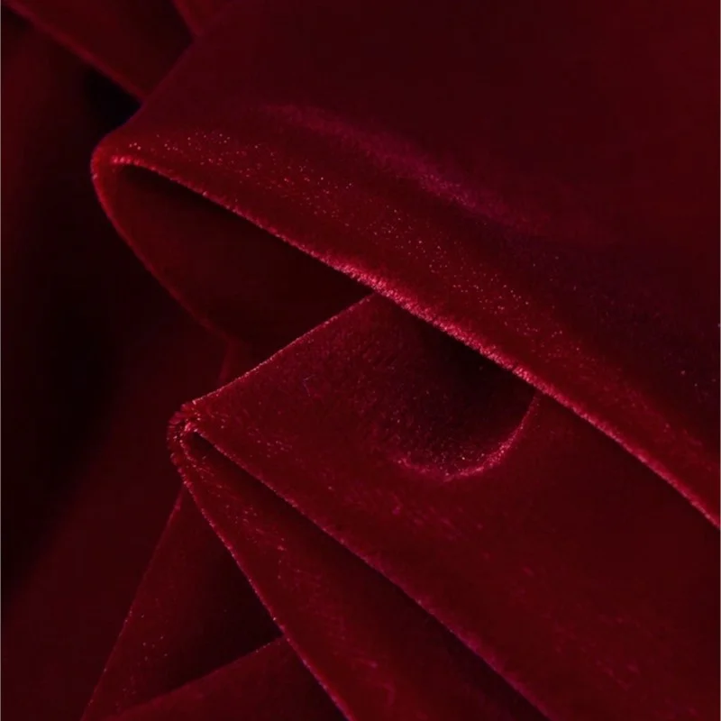 Wine Red Purplish Woven Non-Elastic Velvet Surface Soft Glutinous Vertical Smooth Formal Dress Pleuche Cloth