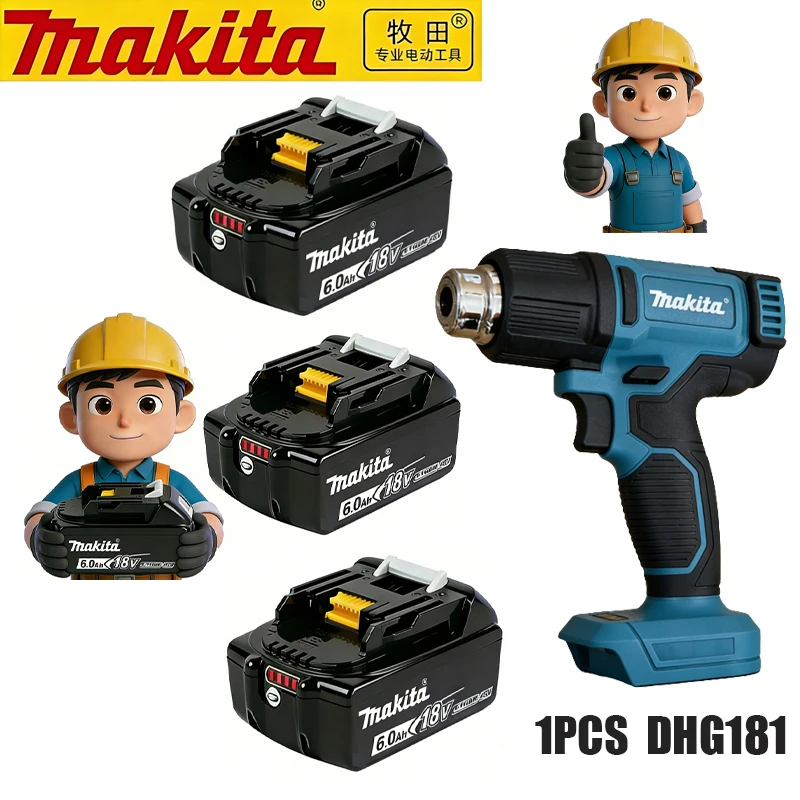 

Battery Makita 18V Hot Air Baking Gun Tools Cordless Heat Gun Air Dryer For Soldering Max 550°C Shrink Film Wireless DHG181