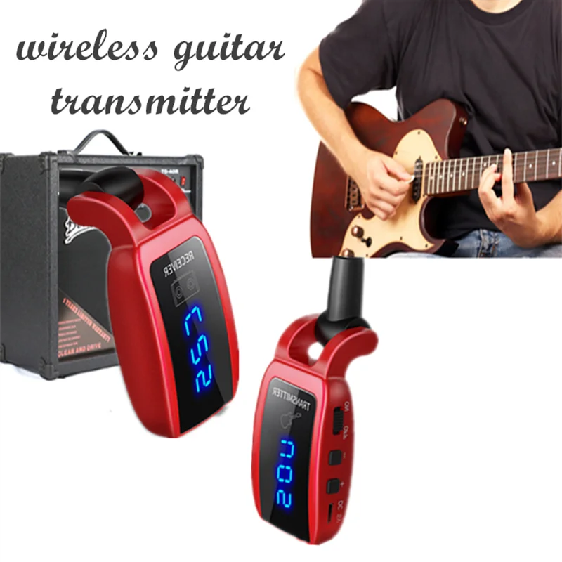 Wireless Guitar System, U12DX UHF Wireless Guitar Transmitter Receiver 164ft Range with HD LED Screen for Electric Guitar Bass