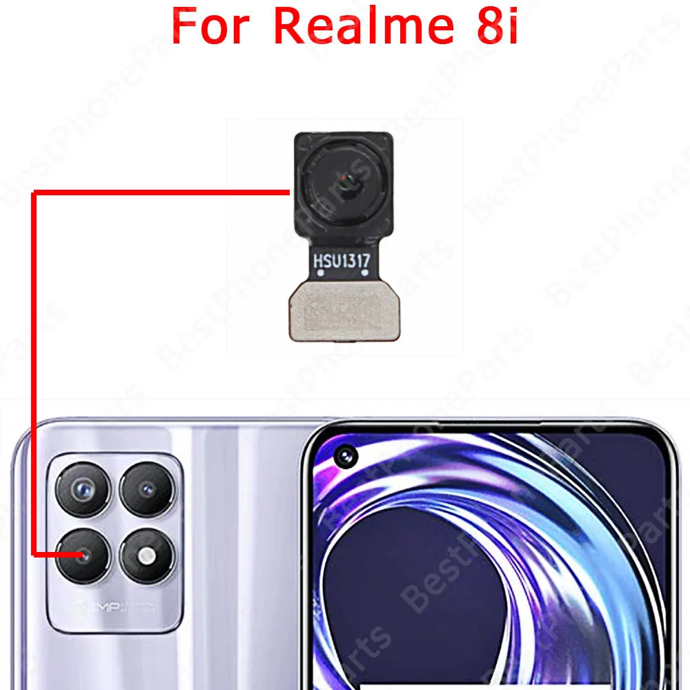 Front Selfie Back View Big Camera For Realme 8 Pro 8i 8Pro 5G Facing Rear Camera Module Replacement Spare Parts Flex