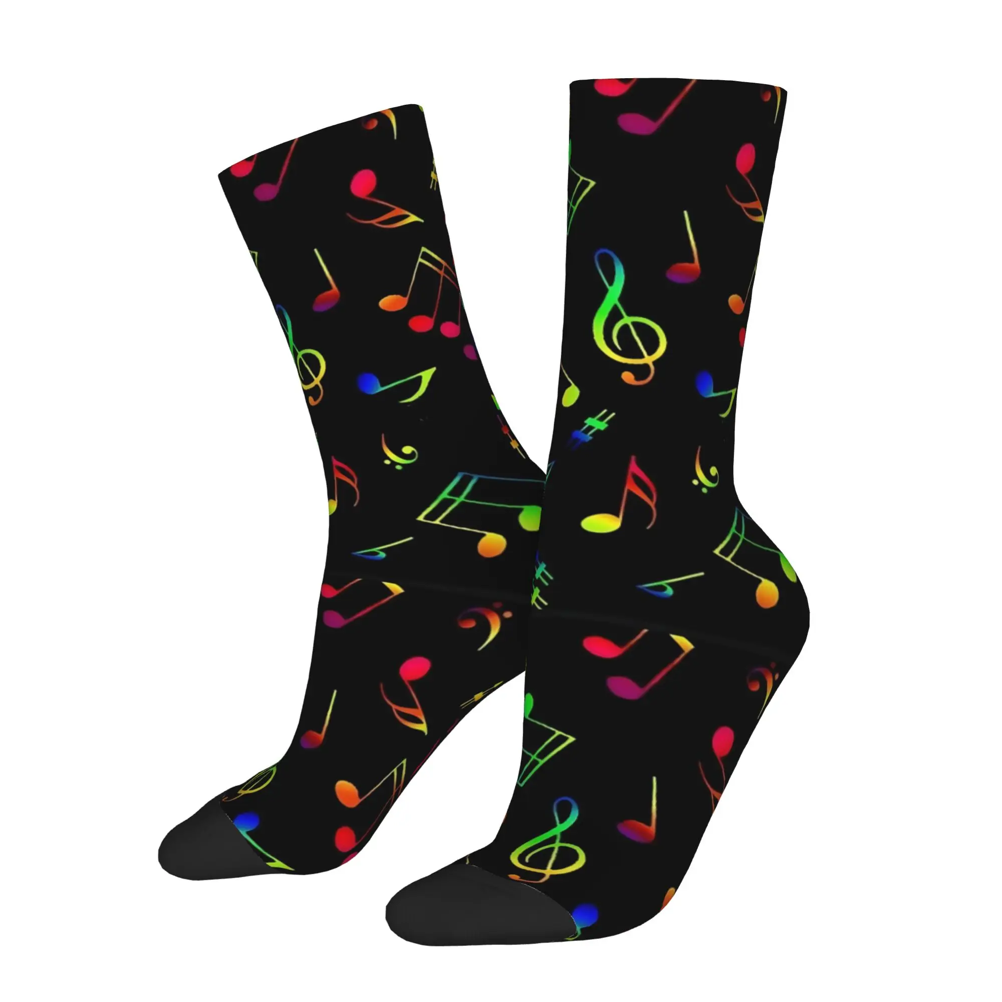 

Running Socks Vintage Black & White Music Note Desgin Crazy Socks Unisex Street Style Pattern Printed Funny Crew Sock