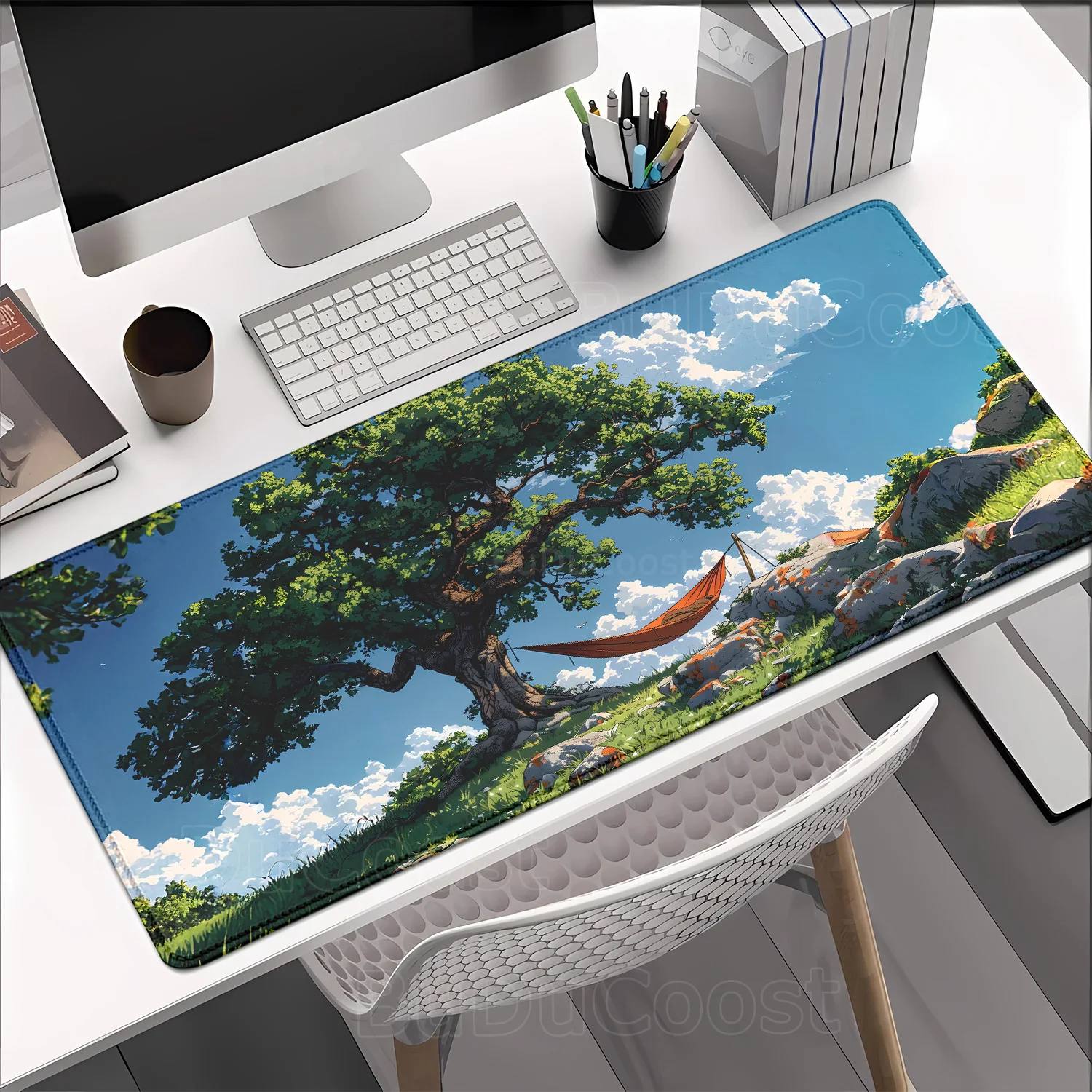 

Trees blue sky white clouds Mouse Pad Gaming XL Computer New Large XXL keyboard Natural Rubber Anti Slip Soft teclado Mousepad