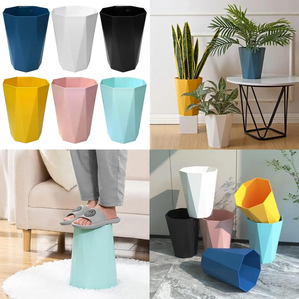 

Plastic Wastebaskets 2.6 Gallon Trash Cans for Office and Bedroom - Durable Garbage Container Organizer with Paper Basket Functi