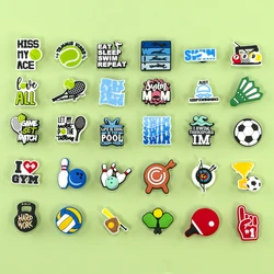 1/30pcs Sport Shoe Charms for Women Men Basketball Football Tennis Swim Archer Pickleball Shoe Decorations Pins Buckles Gifts