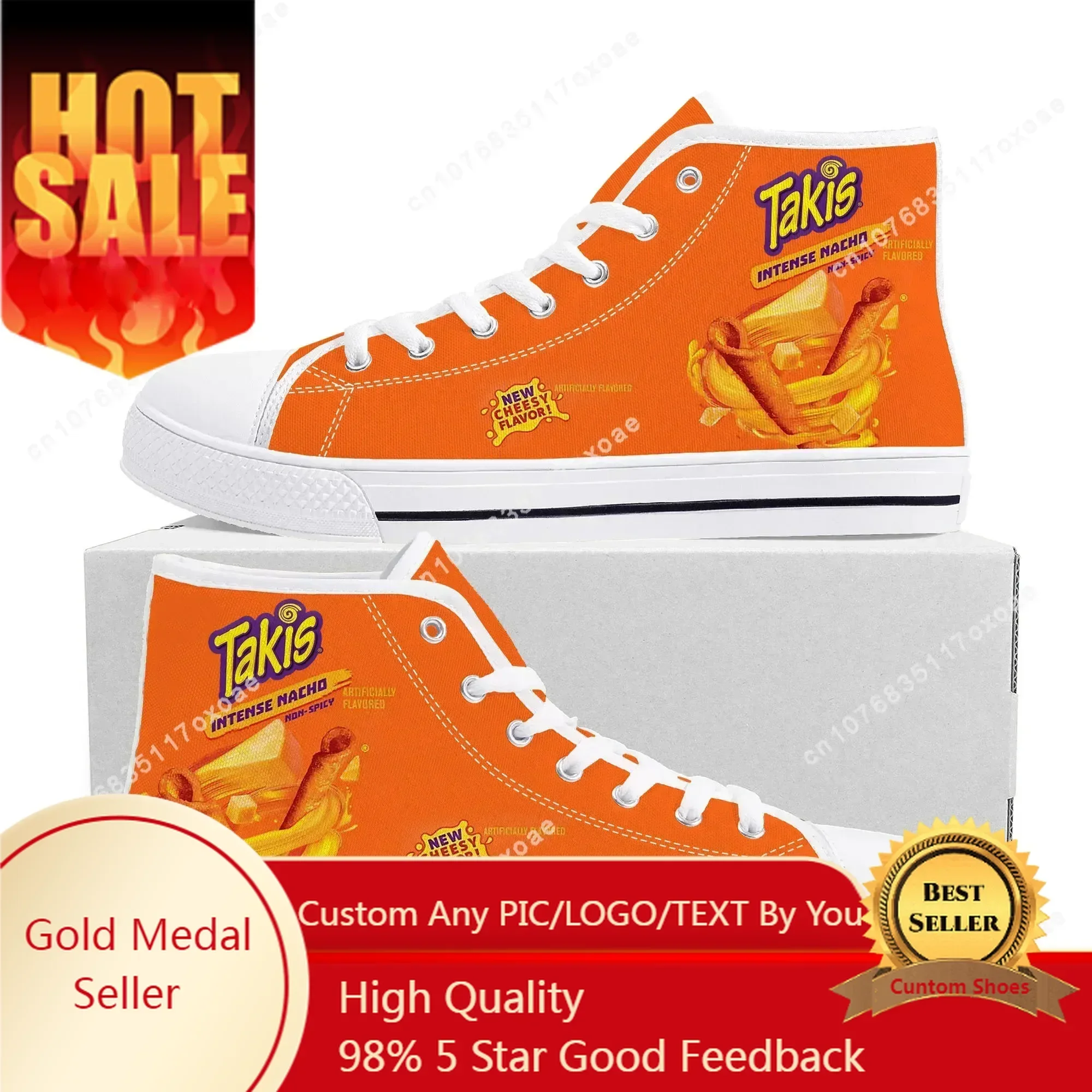Funny Chips Takis Food Snack High Top Sneakers Mens Womens Teenager High Quality Canvas Sneaker couple Casual Shoe Custom Shoes