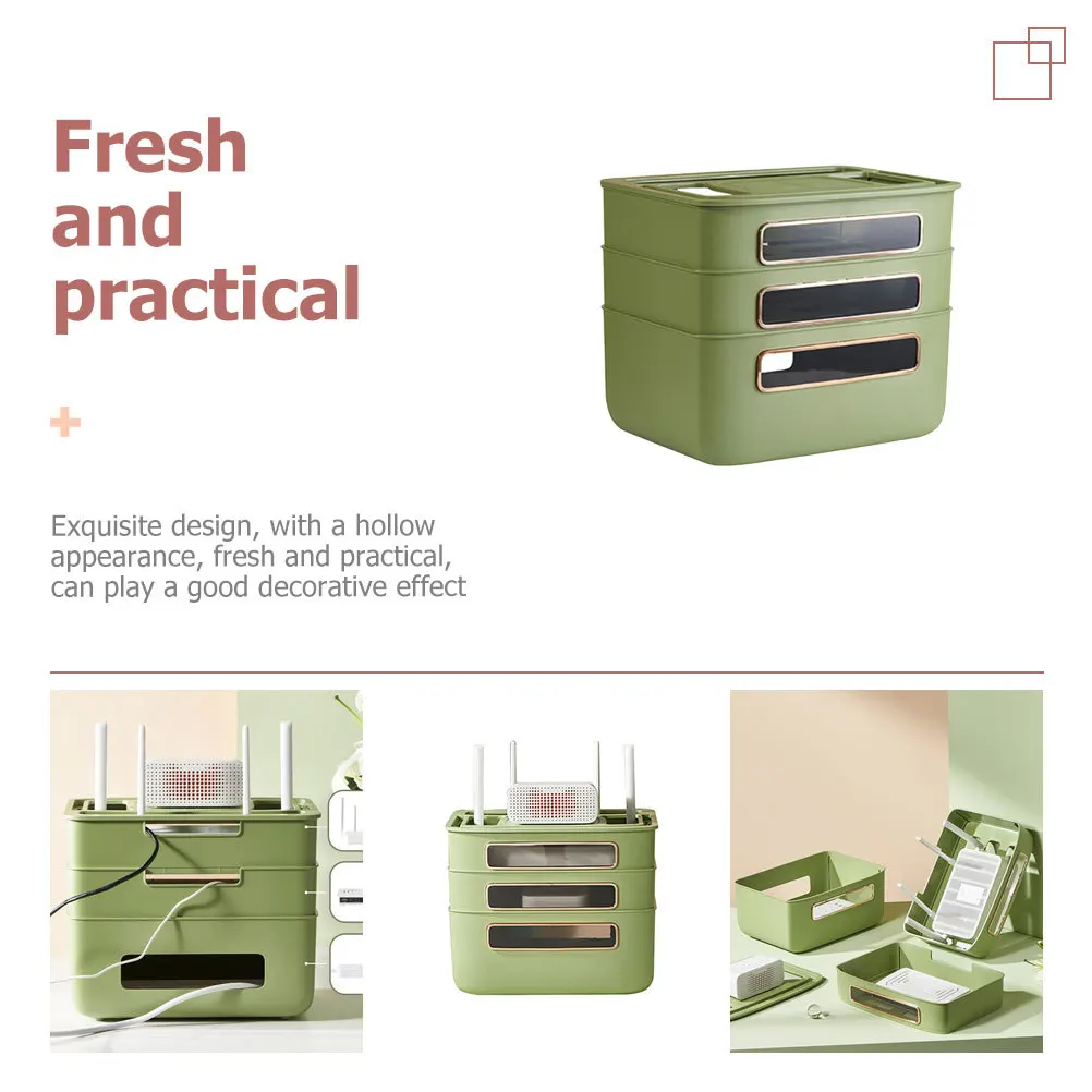 صندوق تخزين جهاز التوجيه المنزلي تصميم مجوف رف تخزين جهاز التوجيه المنزلق منظم الكابلات للوازم المنزلية صندوق التشفير #4