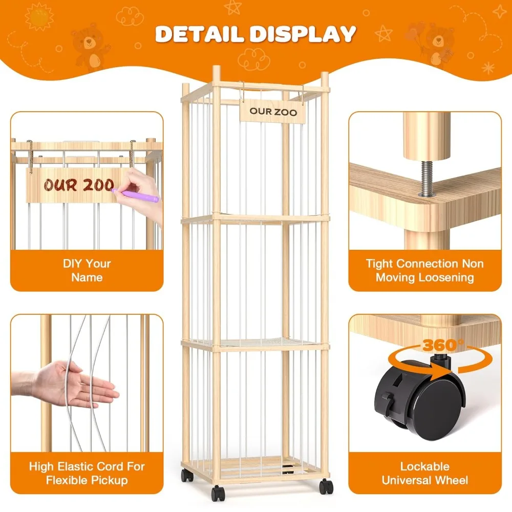 شبكة تخزين حديقة الحيوانات المحشوة، منظم ألعاب من القطيفة المتدحرجة #4