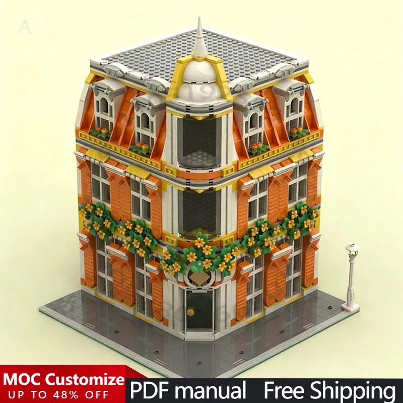 

1246 PCS Construction Orange Separator Corner Facade MOC Customize Modular Building Block Brick Kids DIY Boys Assembly Toy Gift