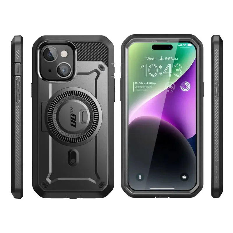 Pour iPhone 15 Plus étui 6.7 "2023 SUPCASE UB Pro Mag étui robuste complet avec protecteur d'écran intégré béquille ceinture-Clip