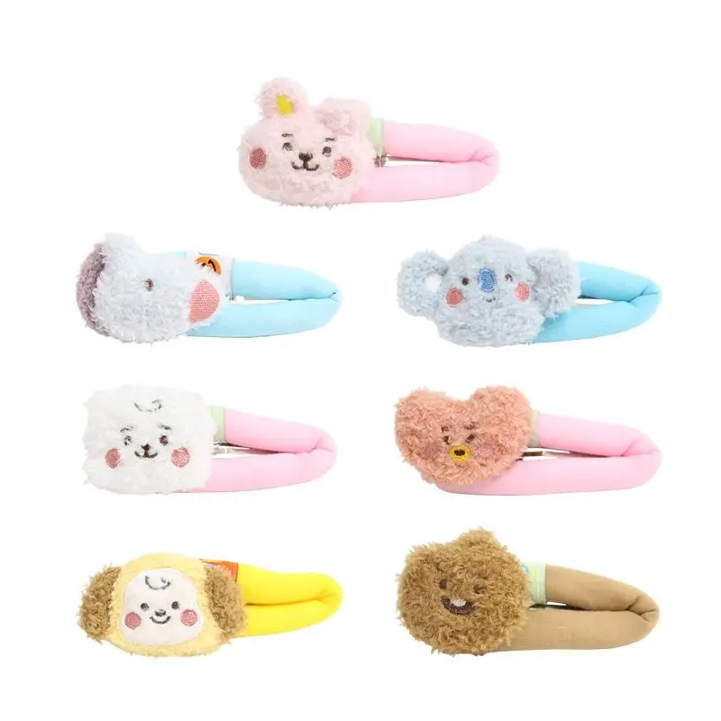 BT21 cartoon cute plush doll hair clip kawaii bubble break clip bangs clip hair accessories animation peripheral wholesale view 3