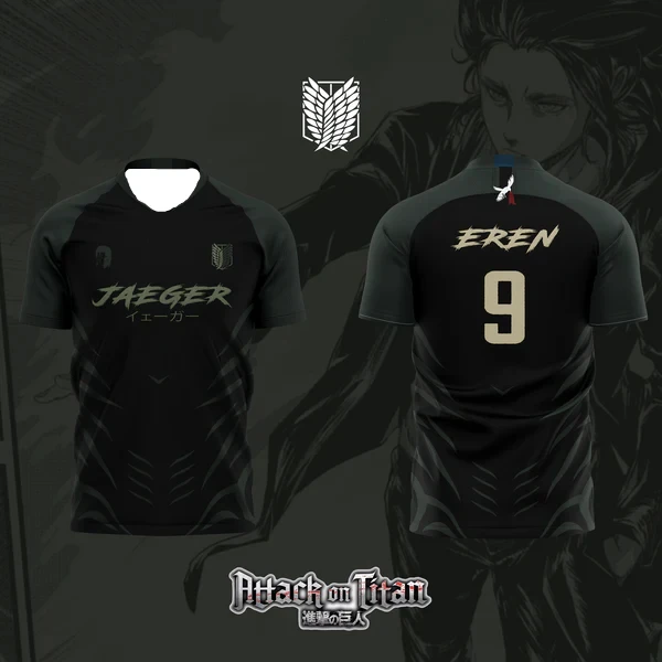 Japanese Animation ATTACK ON TITAN Theme 3D Printing Sports Breathable Men's Women's Same T-shirt Football Shirt Short Sleeve