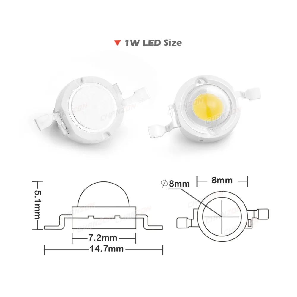 CHANZON 10pcs/lot High Power LED Chip 1W 3W Warm Natural Cold Cool White Red Green Blue Yellow 1 3 W Watt for DIY Spotlight Bulb