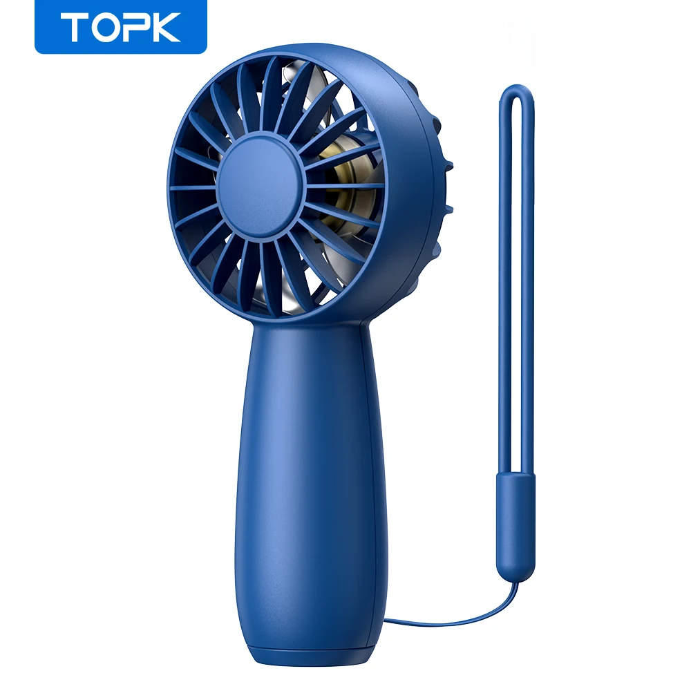 TOPK USB Mini Fan Rechargeable Cute Portable 3 Speed Stron Handheld Handy Personal Cooling Electric Fan With Powerbank For Schoo