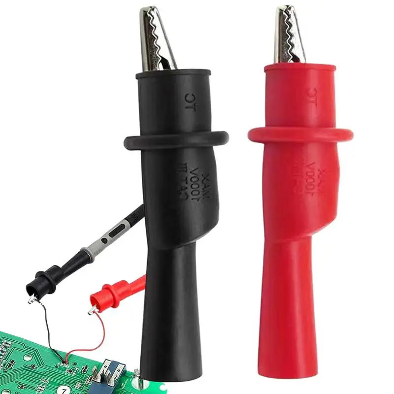 1 Pair Best Promotion Alligator Clip 10A Red Black Crocodile Car Caravan Van Battery Test Lead Clip Electric Tool