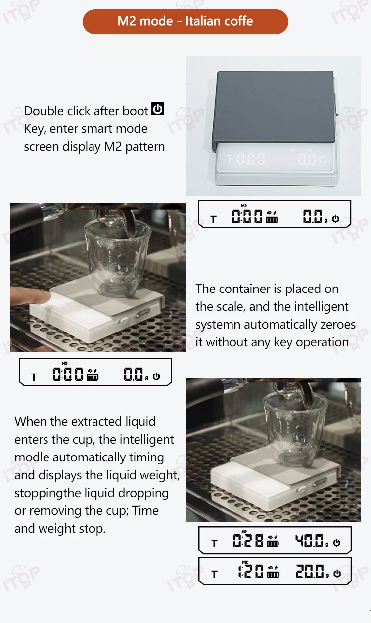 ITOP MNCS Mini Coffee Scale Espresso Extraction Quantitative Scale Pour Over Coffee Flow Scale Coffee Electronic Scale