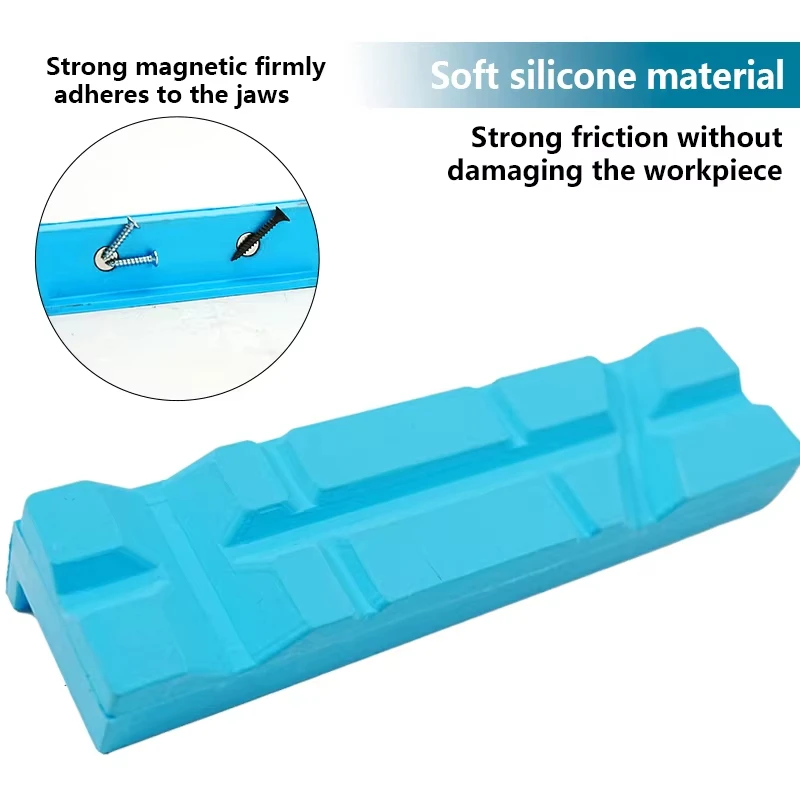 Blue Rubber Magnetic Vise Protective Cover Strip Jaws for 2.5-6 Inch Hand Tools Bench Vise Accessory for Protection