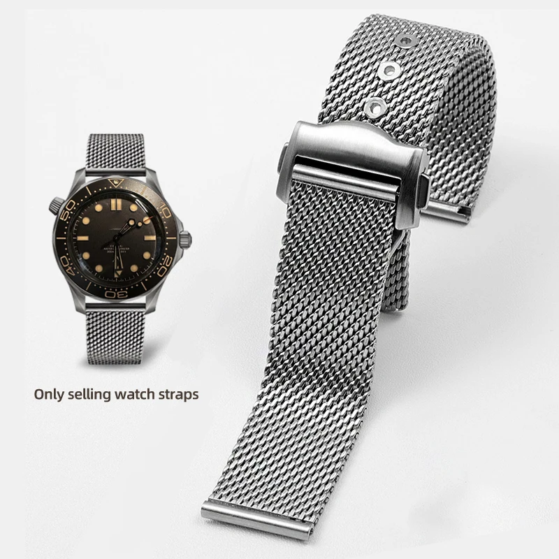 

Ремешок из титановой стали премиум-класса для Omega 007 Seamaster Diver 300, замена миланского браслета из нержавеющей стали, 20 мм