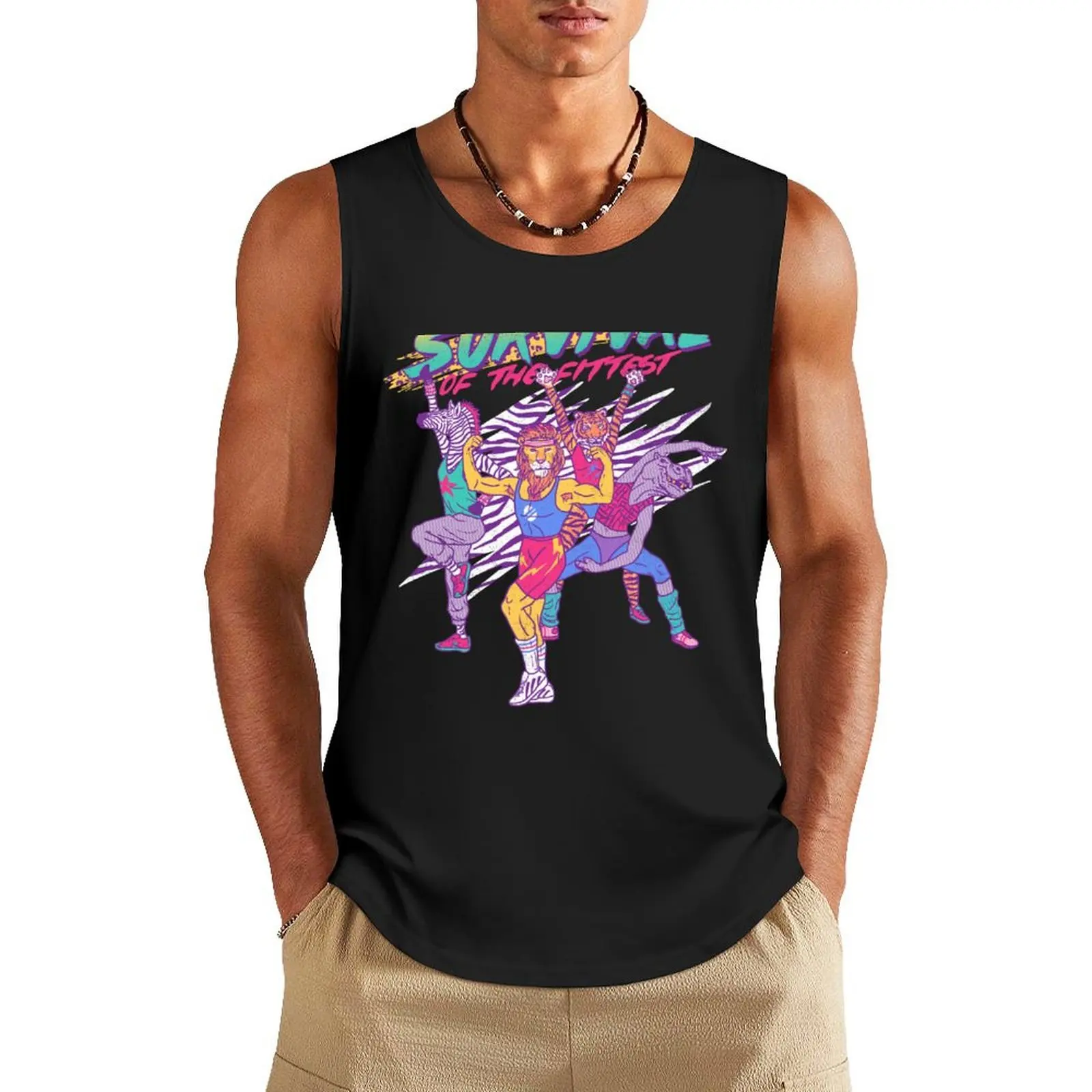 

Survival Of The Fittest Tank Top men gym Japanese t-shirt gym t-shirts