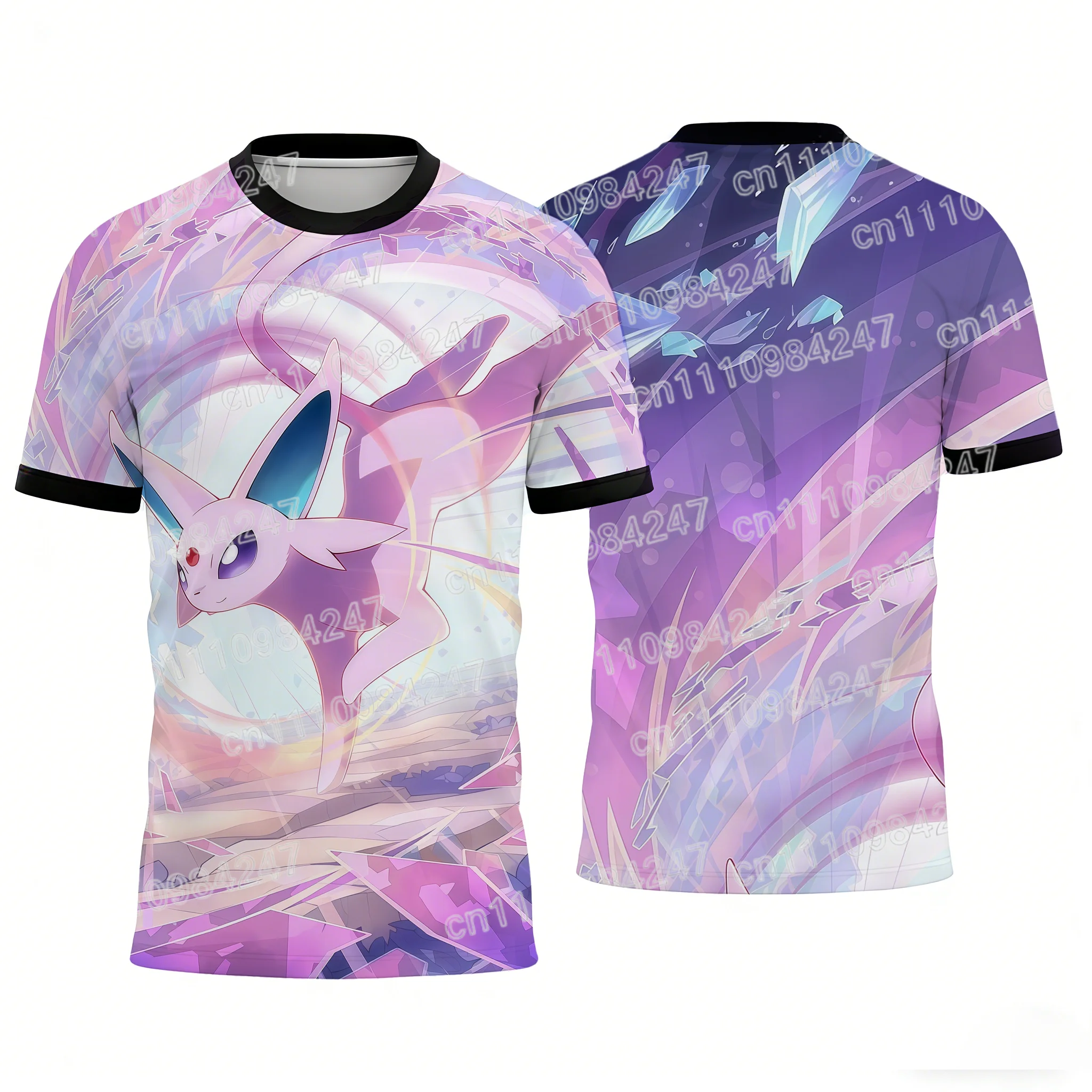 2026 Sommer Neue Espeon Familien-Matching-T-Shirts Eltern-Kind-Paar Freizeit-Tees Unisex Kurzarm-Oberteile für Kinder Erwachsene Sport