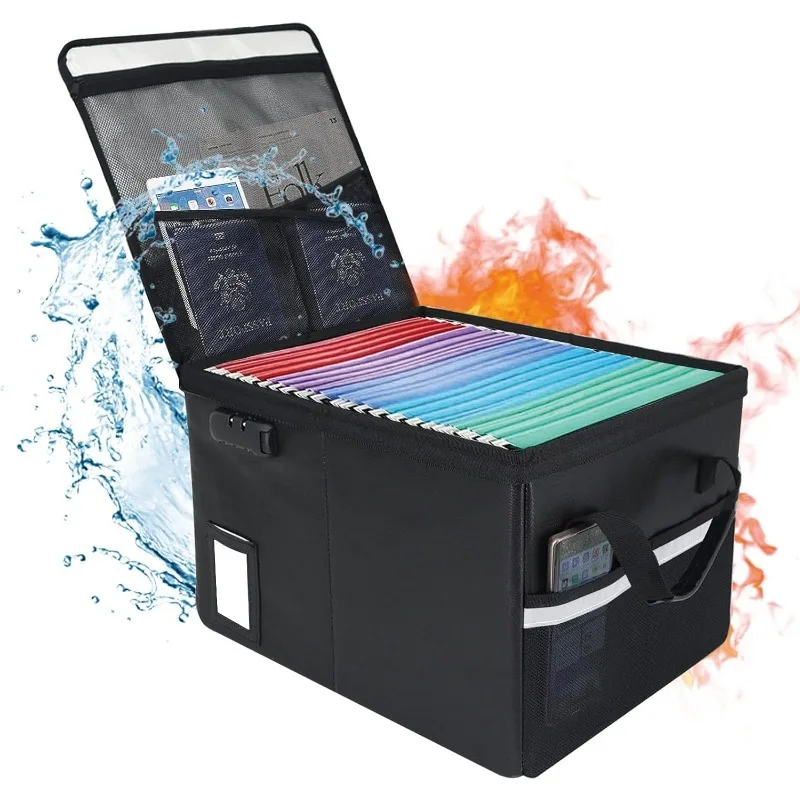 

Upgraded 5200°F Fireproof Document File Organizer Box, Fireproof Storage Filing Cabinet with Lock, Portable Office Safe Box for