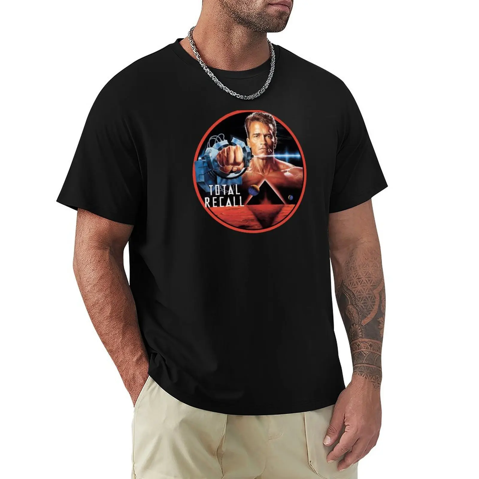 Total Recall Schwarzenegger T-Shirt funnys new edition Aesthetic clothing mens t shirts pack