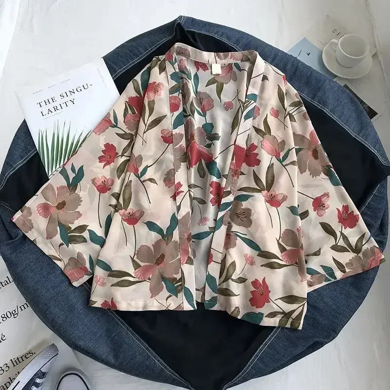 

summer Chiffon Cover-ups ladies floral shirts blouses bohemia scarfs Beach Wear Kimono Dress For Women Swimsuit