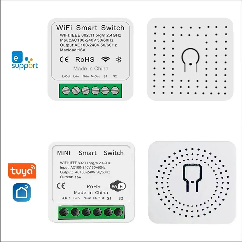 Wifi Mini Smart Switch 16A DIY Light Switches Wireless Smart Home with Tuya Smart Life EweLink Homekit Alexa Alice Google Home