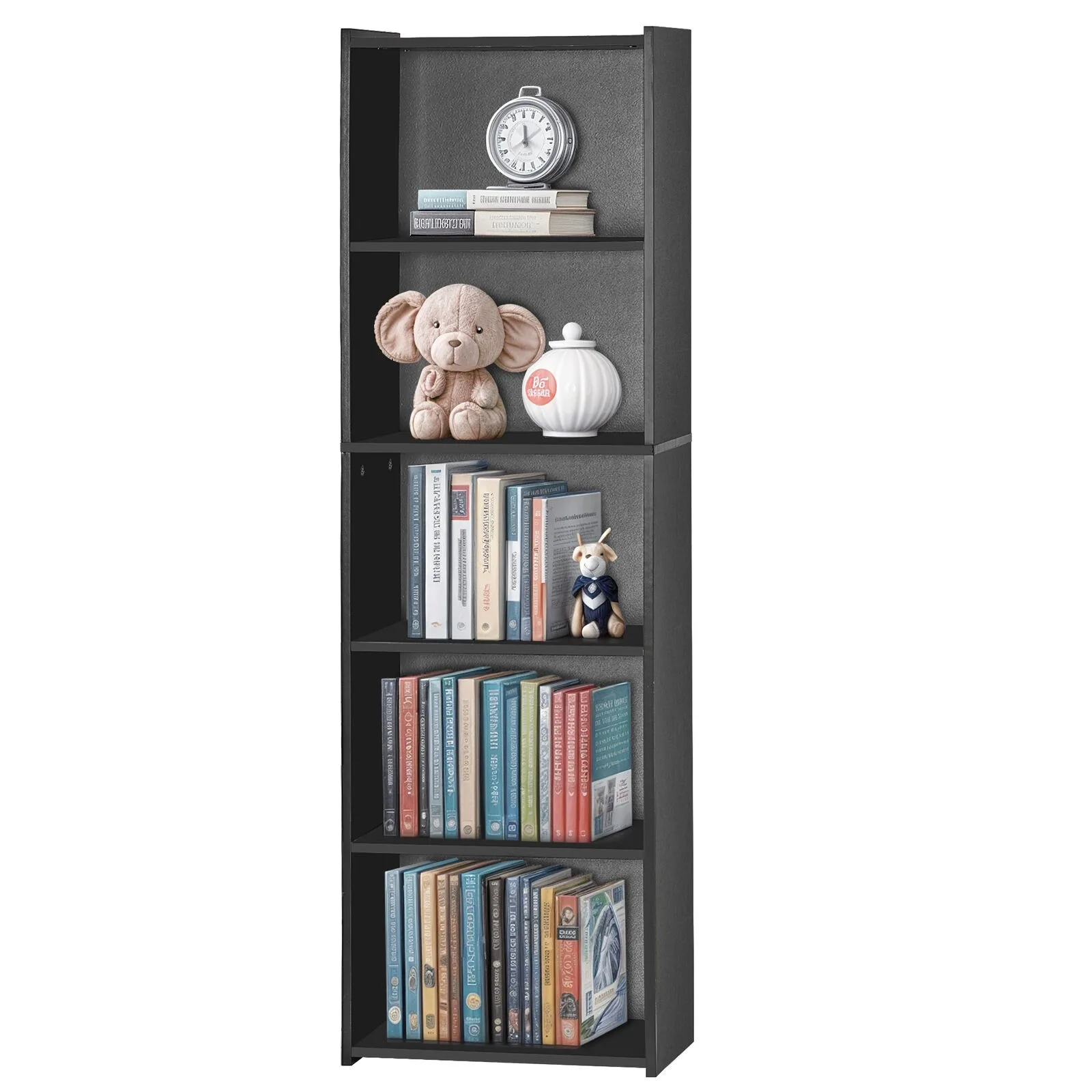 

5-Tier Bookcase Bookshelf Cube Storage Wall Open Shelf Organizer for Home Black United States