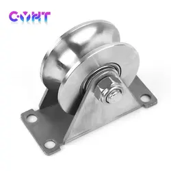 U/V/H Type Stainless Steel Pulley Block Mute Bearings Groove Sliding Roller Track Wheel Tripod Rail Wheel Lifting Hanging Wheel