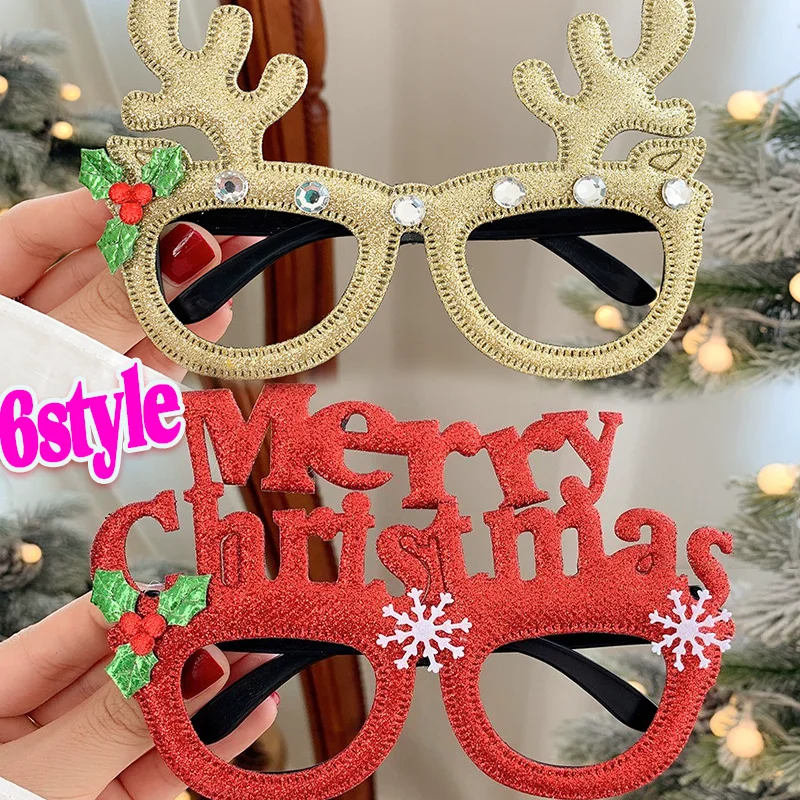 Christmas Glasses Plastic Decorative Glasses Frames Xmas Party Costume Accessory Photo Props Decoration New Year Holiday Gift