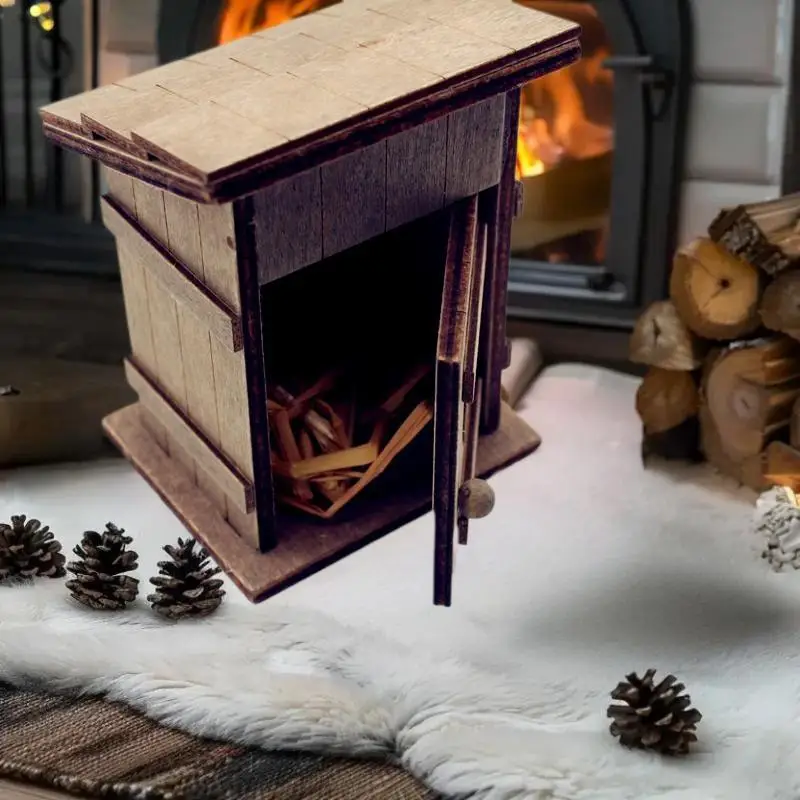 1/3Pack Unique 1:12 Miniature Dollhouse Accessories - Chicken Nest, Axe, Countryside Toilet