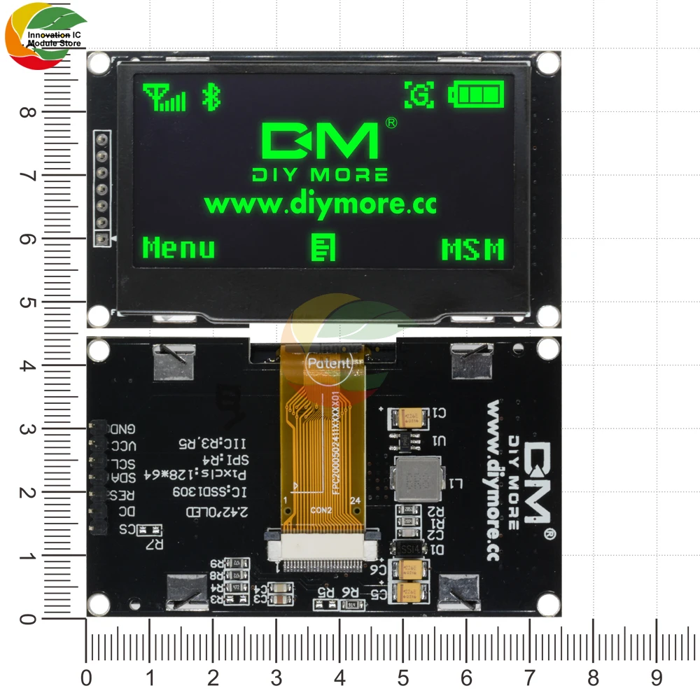 Tela LCD Digital OLED para Arduino, Módulo de Exibição Branca, Placa C51, DIY Eletrônico, Branco, SSD1309, STM32, 128x64, 2.42"