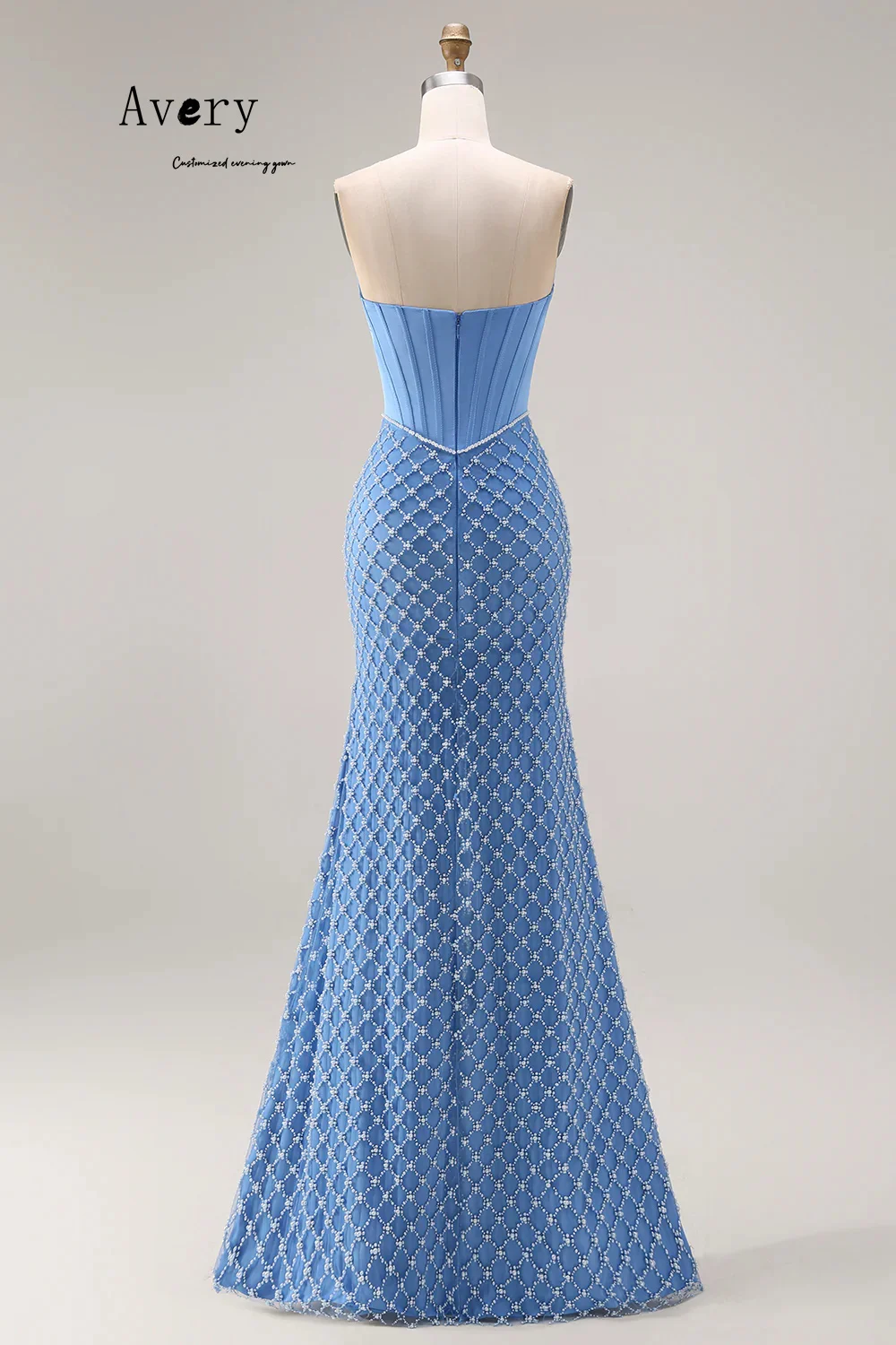 Avery personnalisé bleu queue de poisson épaules dénudées perlée robes de soirée femme élégante robe de soirée 2025 robe de bal robes de bal