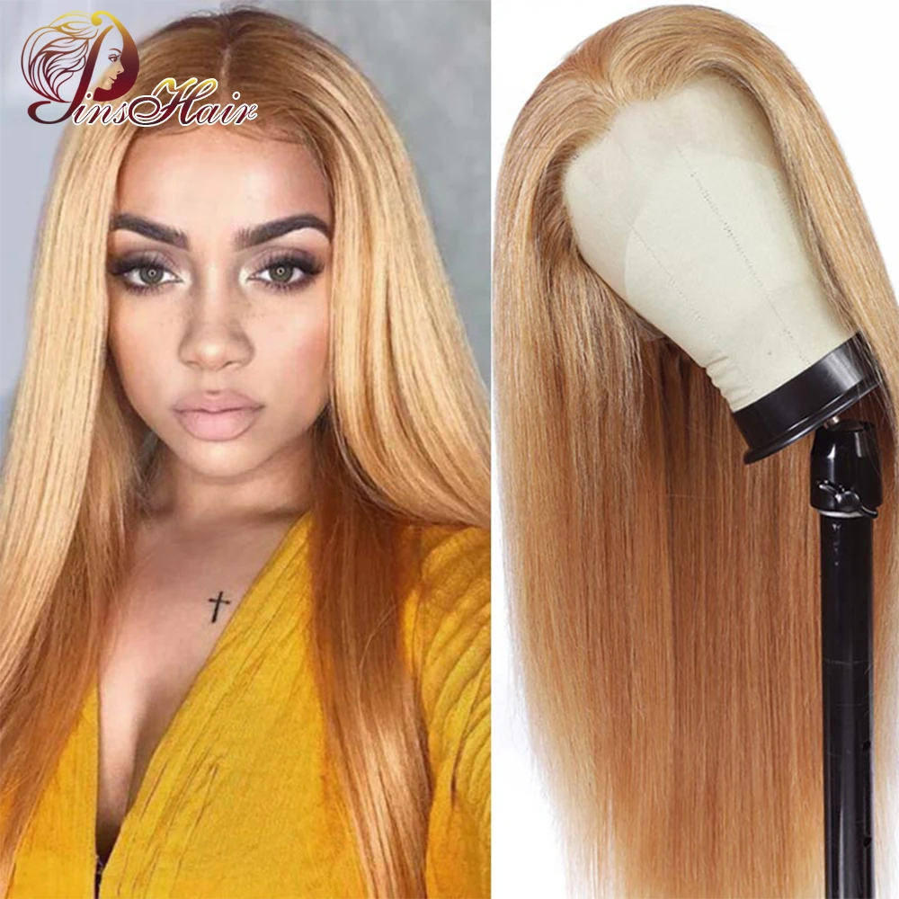 

Honey Blonde 13X4 Lace Front Wig Bone Straight Hair Transparent Lace Front Human Hair Wigs Remy Human Hair Pre Plucked For Women