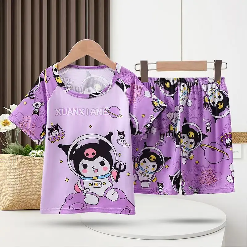 

Sanrio Children Pajamas Sets Girl Kawaii Kuromi Nightgown 2Pcs My Melody Housedresses Summer Nightshirt Suit Sleepwear Comfort