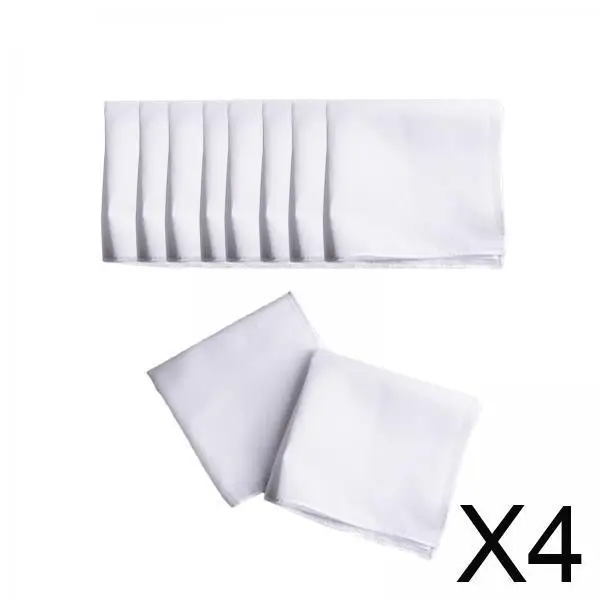 

4x10 белых носовых платков для рукоделия, хлопковых карманных квадратов для мужчин и женщин