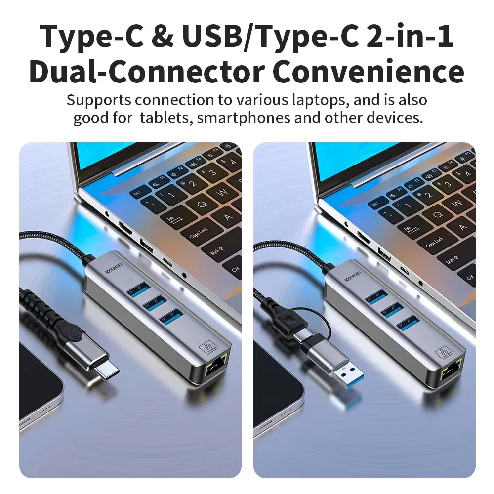 4 w 1 Karta sieciowa USB 3.0 Type-C do RJ45 2500Mbps, HUB z adapterem Ethernet 2.5G, konwerter Lan Hub do PC Laptopa Windows 8.1/10/11 — zdjęcie produktu 4