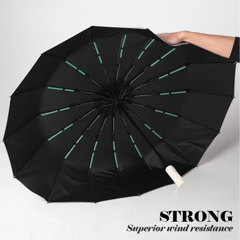 16K Double Bones Large Automatic Umbrella Men Womens Windproof Compact Folding Business Luxury Sun Rain Umbrella Travel Paraguas