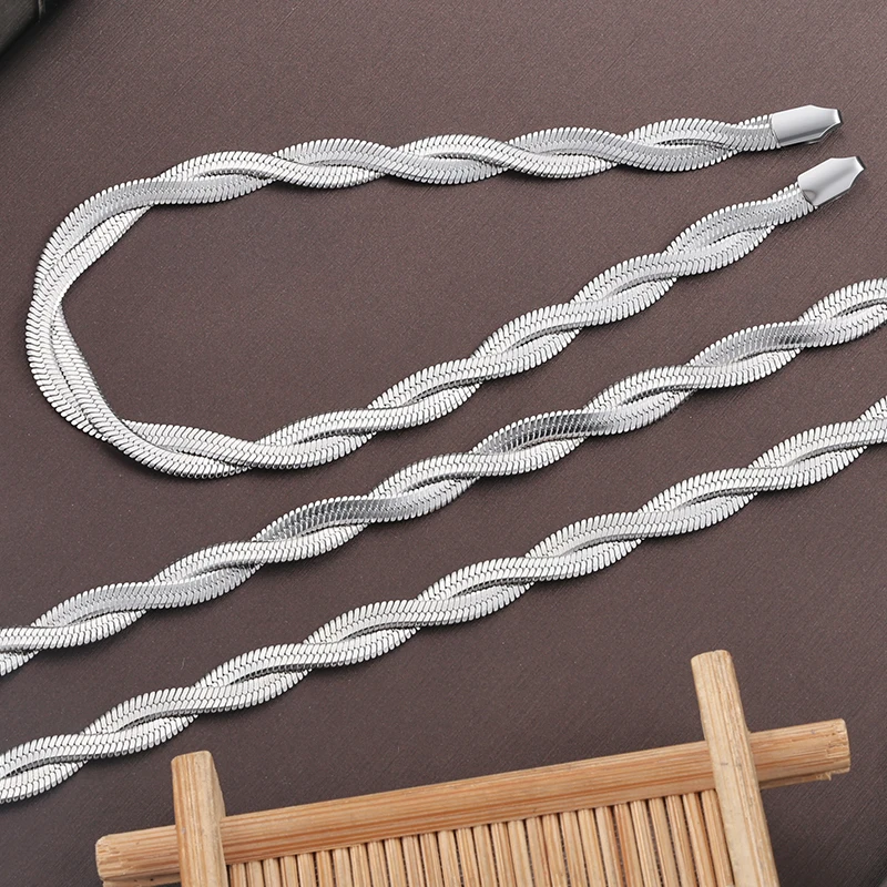 

No Fade Stainless Steel Charms Flat Snake Chain For Jewelry Materials Make Bracelets Women Men DIY Accessories Gift Wholesale