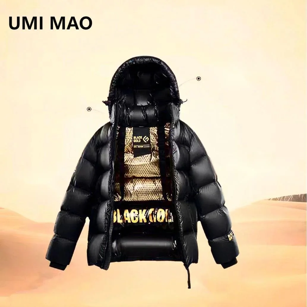 UMI MAO Casual Coat Fashion High-end Light Luxury Heating Winter Hooded Thick Short Black Gold Unisex Down Jacket