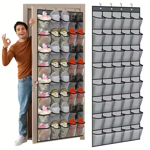 1pc 14/28/40-Grid Transparent Fabric Hanging Organizer Foldable Storage Bag For Shoes Underwear | 24-hour Shipping